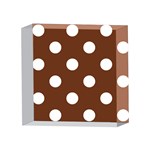 Polka Dots - White on Auburn Brown 4 x 4  Acrylic Photo Block