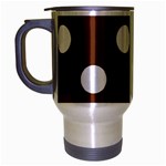 Polka Dots - White on Auburn Brown Travel Mug (Silver Gray)