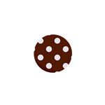 Polka Dots - White on Auburn Brown 1  Mini Button