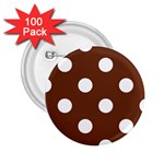 Polka Dots - White on Auburn Brown 2.25  Button (100 pack)