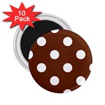 Polka Dots - White on Auburn Brown 2.25  Magnet (10 pack)