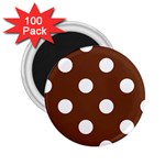 Polka Dots - White on Auburn Brown 2.25  Magnet (100 pack)