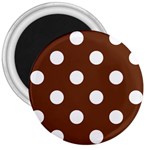 Polka Dots - White on Auburn Brown 3  Magnet