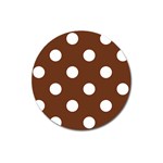 Polka Dots - White on Auburn Brown Magnet 3  (Round)