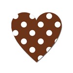 Polka Dots - White on Auburn Brown Magnet (Heart)