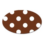 Polka Dots - White on Auburn Brown Magnet (Oval)