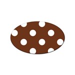 Polka Dots - White on Auburn Brown Sticker Oval (10 pack)
