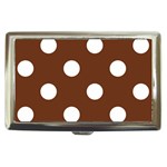 Polka Dots - White on Auburn Brown Cigarette Money Case