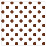 Polka Dots - Auburn Brown on White Large Satin Scarf (Square)