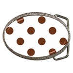 Polka Dots - Auburn Brown on White Belt Buckle
