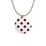 Polka Dots - Auburn Brown on White 1  Button Necklace