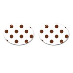 Polka Dots - Auburn Brown on White Cufflinks (Oval)