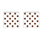 Polka Dots - Auburn Brown on White Cufflinks (Square)