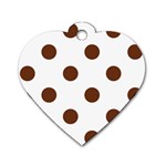 Polka Dots - Auburn Brown on White Dog Tag Heart (One Side)