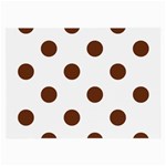 Polka Dots - Auburn Brown on White Large Glasses Cloth