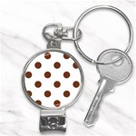 Polka Dots - Auburn Brown on White Nail Clippers Key Chain
