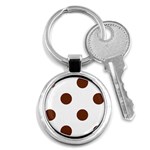 Polka Dots - Auburn Brown on White Key Chain (Round)