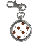 Polka Dots - Auburn Brown on White Key Chain Watch