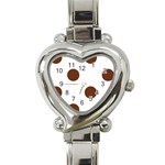 Polka Dots - Auburn Brown on White Heart Italian Charm Watch