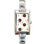 Polka Dots - Auburn Brown on White Rectangle Italian Charm Watch