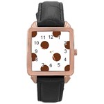 Polka Dots - Auburn Brown on White Rose Gold Leather Watch