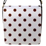 Polka Dots - Auburn Brown on White Flap Closure Messenger Bag (S)