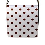 Polka Dots - Auburn Brown on White Flap Closure Messenger Bag (L)