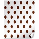 Polka Dots - Auburn Brown on White Canvas 16  x 20 