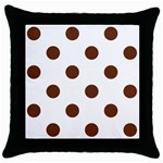 Polka Dots - Auburn Brown on White Throw Pillow Case (Black)