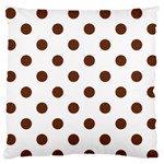 Polka Dots - Auburn Brown on White Standard Flano Cushion Case (One Side)