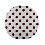 Polka Dots - Auburn Brown on White Standard 15  Premium Flano Round Cushion