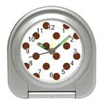 Polka Dots - Auburn Brown on White Desk Alarm Clock