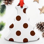 Polka Dots - Auburn Brown on White Ornament (Christmas Tree)