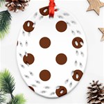 Polka Dots - Auburn Brown on White Ornament (Bell) Ornament (Oval Filigree)