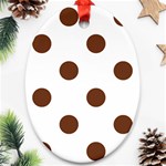 Polka Dots - Auburn Brown on White Oval Ornament (Two Sides)