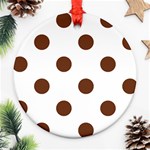 Polka Dots - Auburn Brown on White Round Ornament (Two Sides)