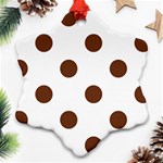 Polka Dots - Auburn Brown on White Ornament (Snowflake)