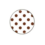 Polka Dots - Auburn Brown on White Hat Clip Ball Marker (4 pack)