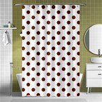 Polka Dots - Auburn Brown on White Shower Curtain 48  x 72  (Small)