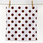 Polka Dots - Auburn Brown on White Face Towel