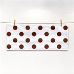 Polka Dots - Auburn Brown on White Hand Towel