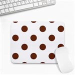 Polka Dots - Auburn Brown on White Small Mousepad