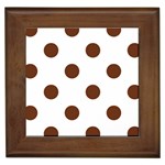 Polka Dots - Auburn Brown on White Framed Tile