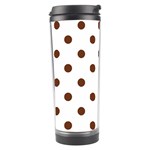 Polka Dots - Auburn Brown on White Travel Tumbler