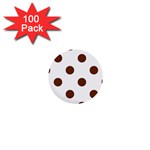 Polka Dots - Auburn Brown on White 1  Mini Button (100 pack)