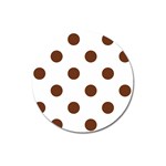 Polka Dots - Auburn Brown on White Magnet 3  (Round)
