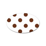 Polka Dots - Auburn Brown on White Sticker Oval (10 pack)