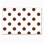 Polka Dots - Auburn Brown on White Postcard 5  x 7 
