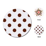 Polka Dots - Auburn Brown on White Playing Cards (Round)