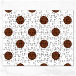 Polka Dots - Auburn Brown on White Jigsaw Puzzle (Rectangular)